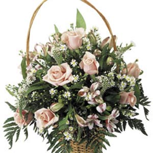 Basket of Pink Roses