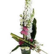 High Flowers Arrangement in White and Pink Colours